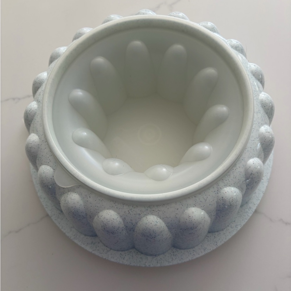 Vintage 3pc Tupperware 6 Cup Jel-Ring Jello Mold 9 Inch Gray Speckled Like New